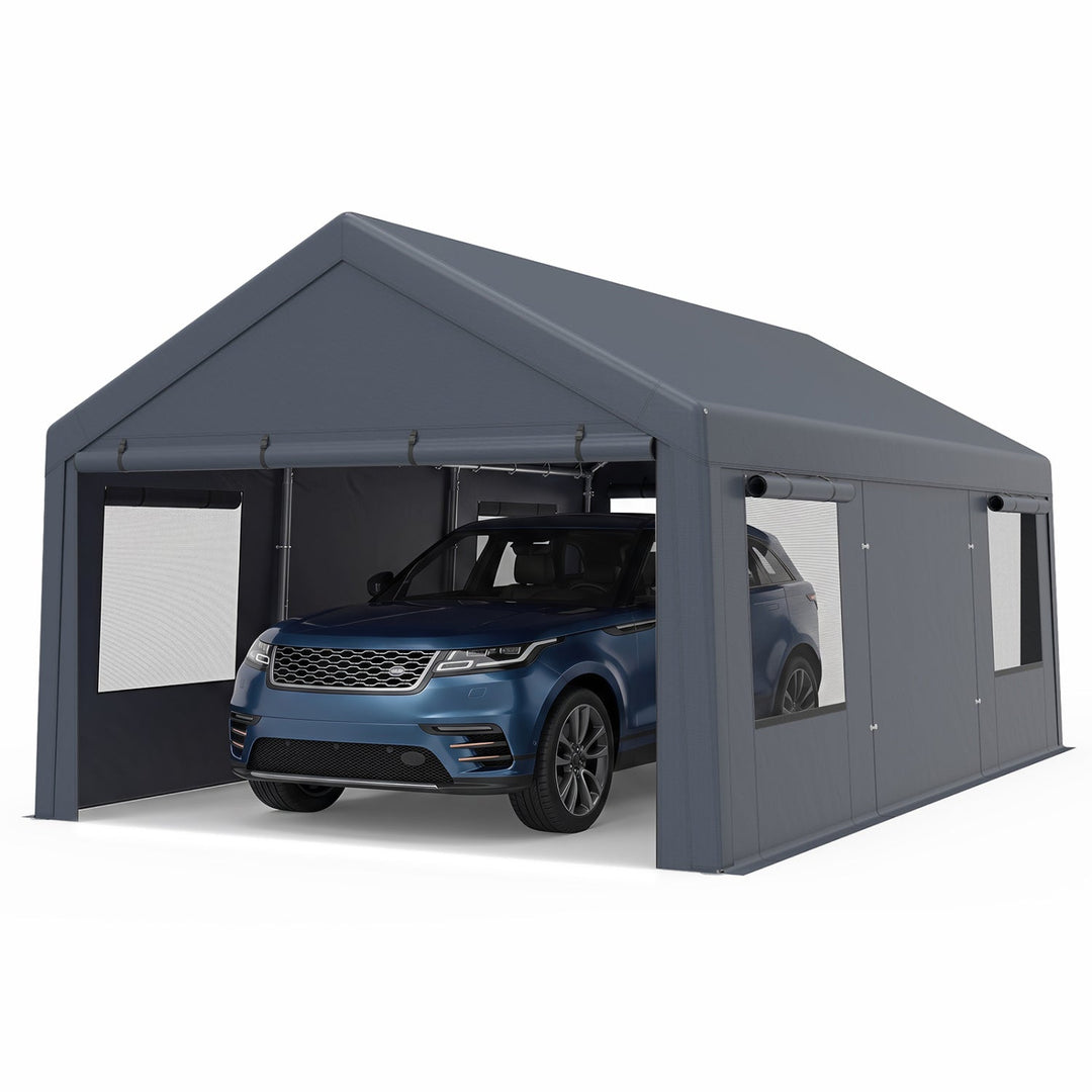 Portable Garage 10x20 FT with Dual Doors and Mesh Windows