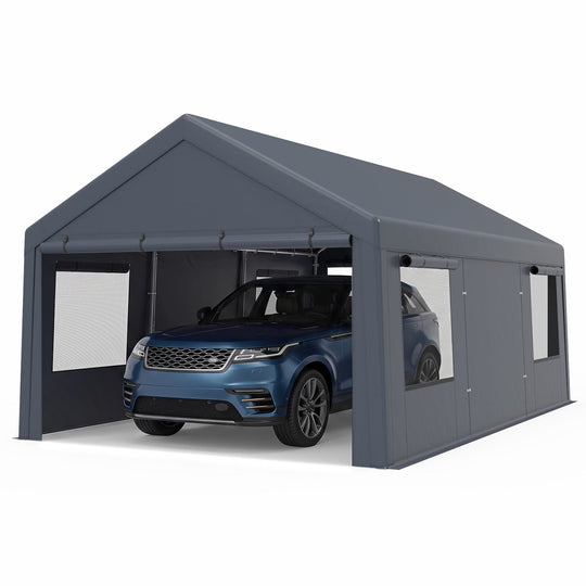 Portable Garage 10x20 FT with Dual Doors and Mesh Windows
