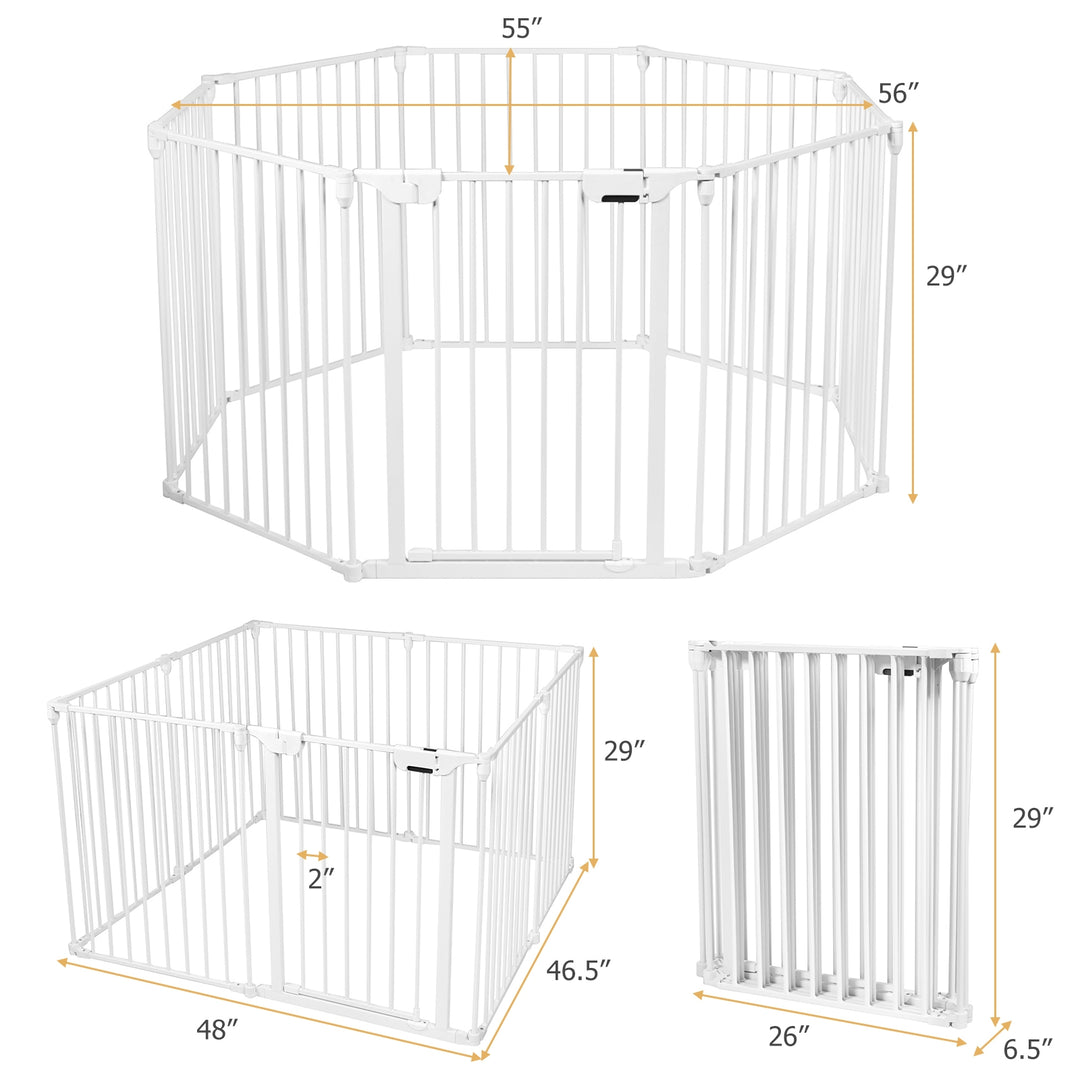 Adjustable  Panel Baby Safe Metal Gate Play Yard-White
