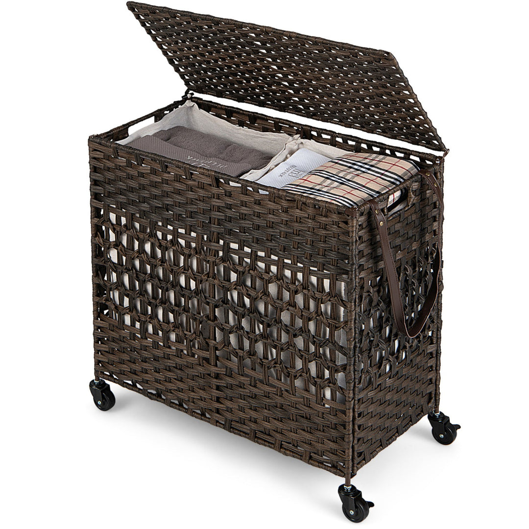 2-Section Laundry Hamper with Removable Bags, 110L