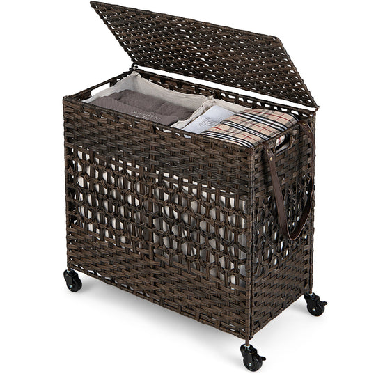 2-Section Laundry Hamper with Removable Bags, 110L