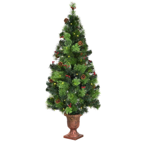 LED Christmas Tree with Red Berries Pine Cones
