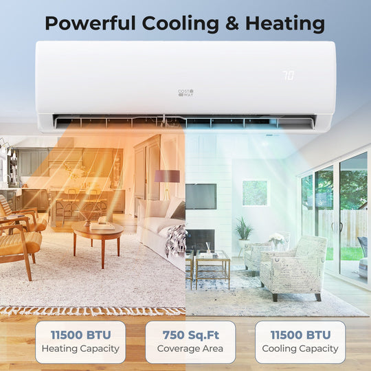 11500 BTU 115V Mini Split Air Conditioner and Heater Pump System Wifi Enabled