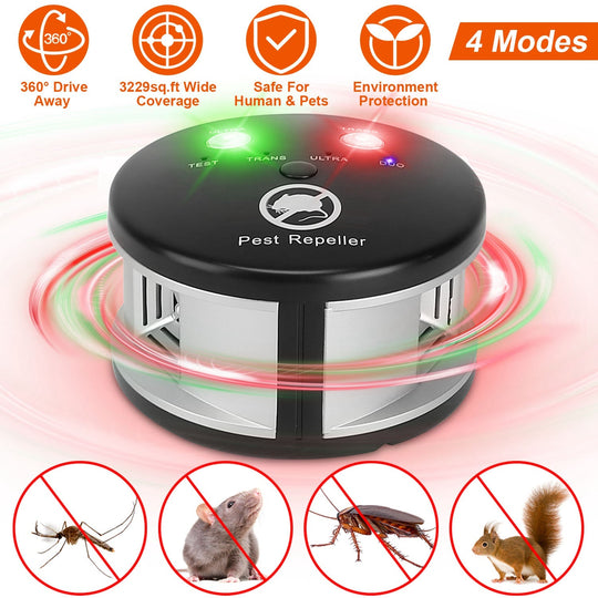 360¡ Ultrasonic Pest Repeller Electronic Plug-in Pest Control Mouse Chaser BlockerÊRepellent Deterrent with Pressure Wave & Ultrasonic Sound for Indoo