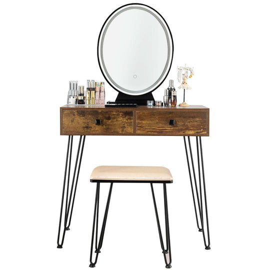 Industrial Makeup Dressing Table with 3 Lighting Modes