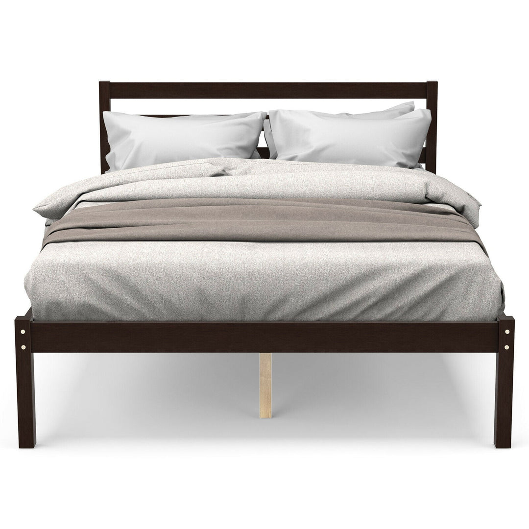 Full Size Bed frame Foundation with Solid Wooden Slat Suppor