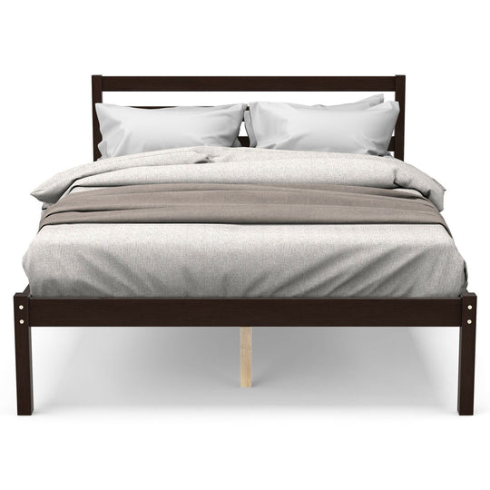 Full Size Bed frame Foundation with Solid Wooden Slat Suppor