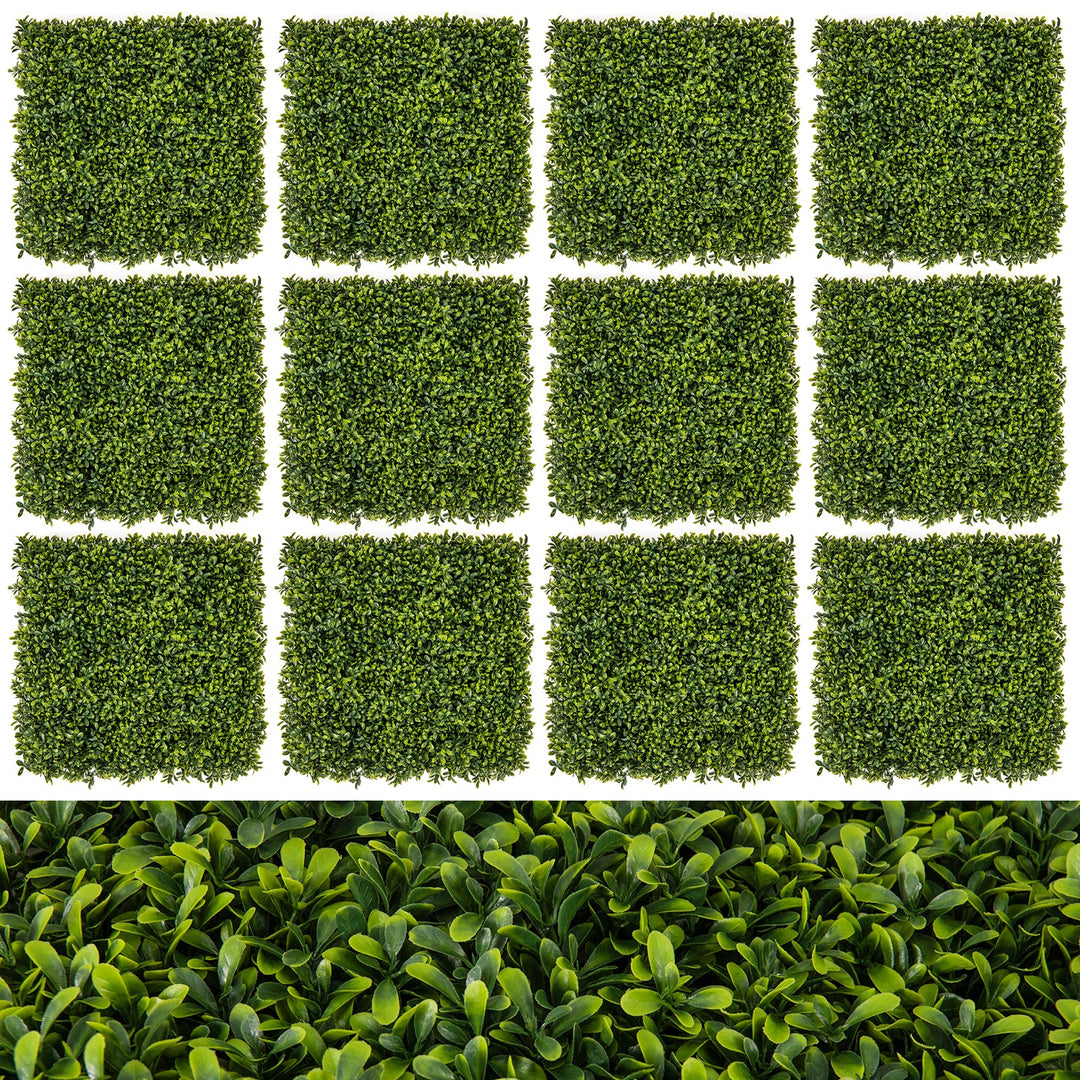 12-Pieces 20 Inch x 20 Inch Artificial Hedge Boxwood Panels