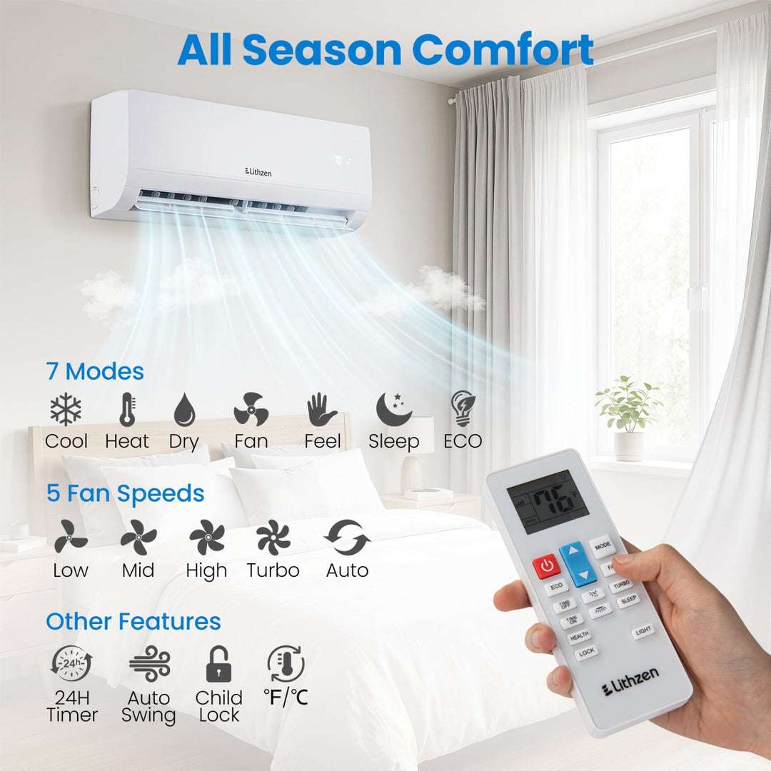 12000 BTU Mini Split Air Conditioner & Heater with WiFi