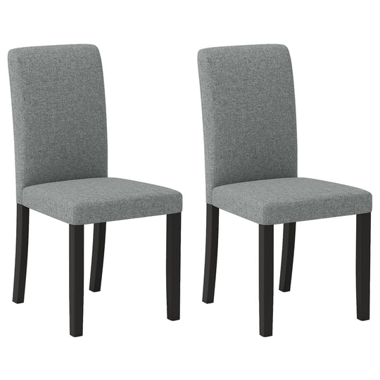 Dining Chair Set of 2 Mid-Century Modern Chairs with Rubber Wood Legs-Gray