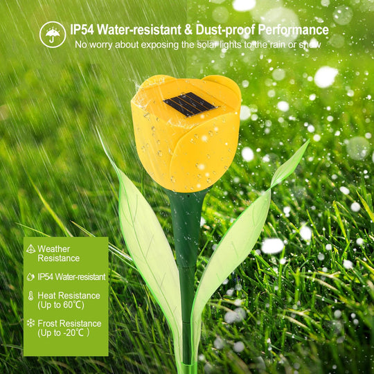 6-Pack Solar Tulip Garden Lights – IP54 Water-Resistant Pathway Decor