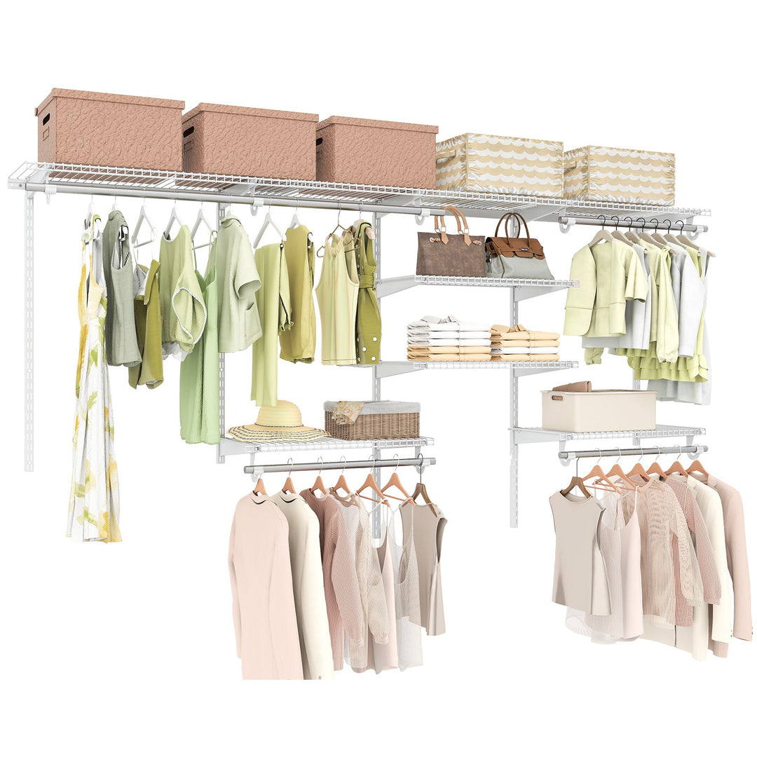 4-8 Feet Closet Organizers and Storage System with Hanging Rod for Laundry Bedroom