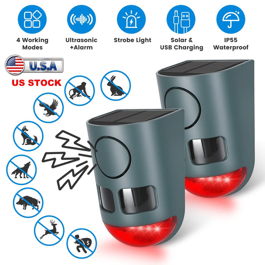 Solar Animal Repeller with Motion Sensor & Ultrasonic Sound