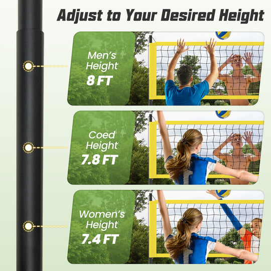 Portable Outdoor Volleyball Net Set Heavy-Duty Volleyball Net System
