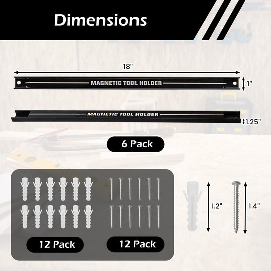 18 Inch Magnetic Tool Holder Strip with Mounting Screws
