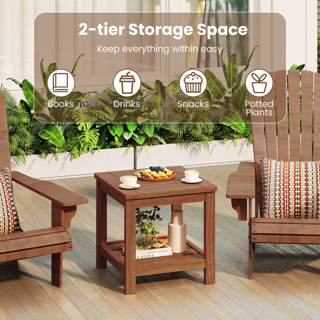 2-Tier Outdoor Side Table with Storage Shelf for Patio