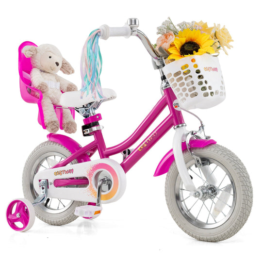Kids Bike 12 Inch with Training Wheels and 2 Brake System for 3