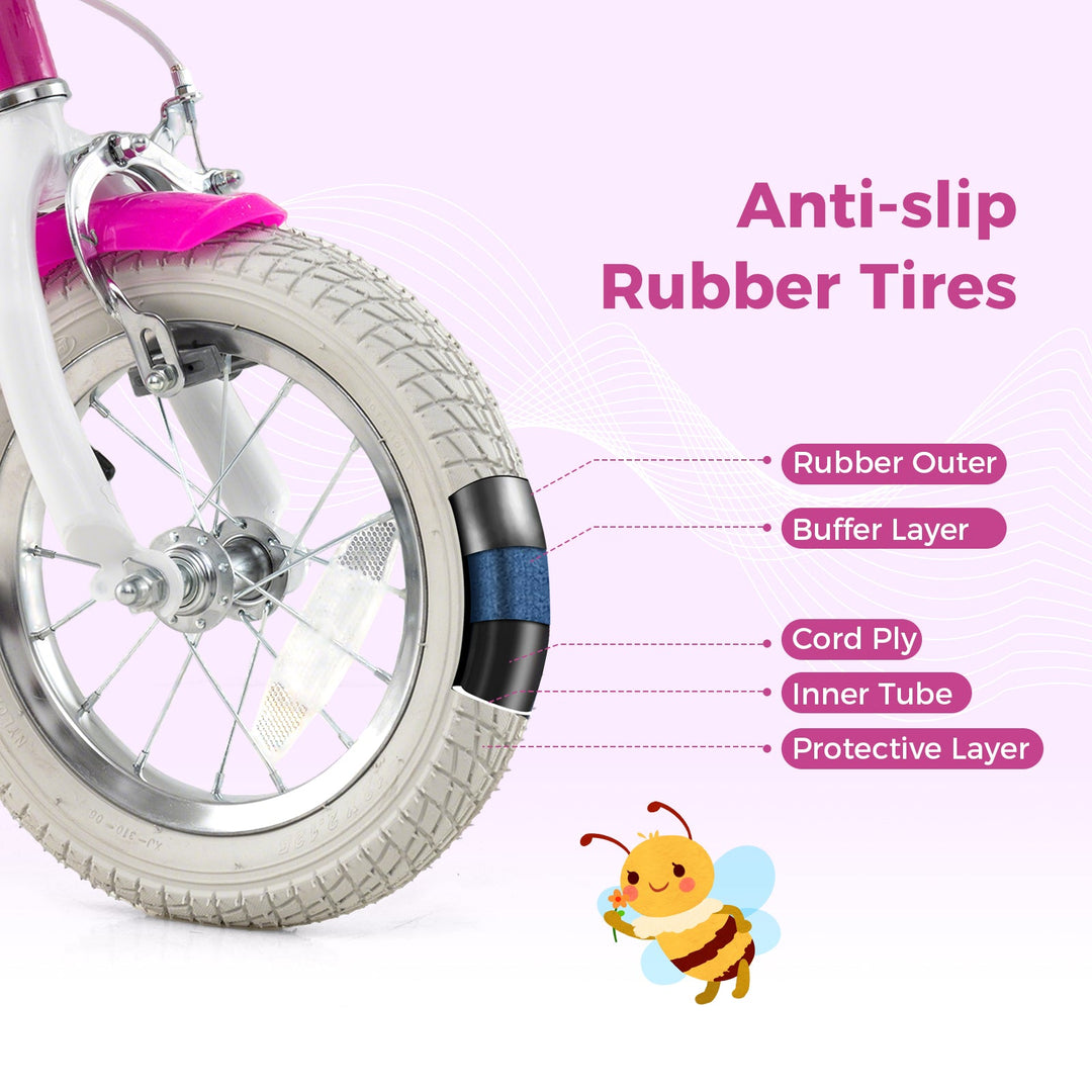 Kids Bike 12 Inch with Training Wheels and 2 Brake System for 3