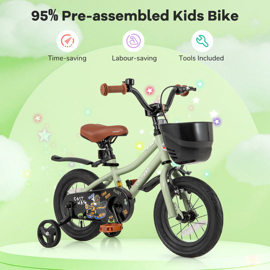 12-Inch Kids Bike Adjustable with Training Wheels for 3-4 Years Old