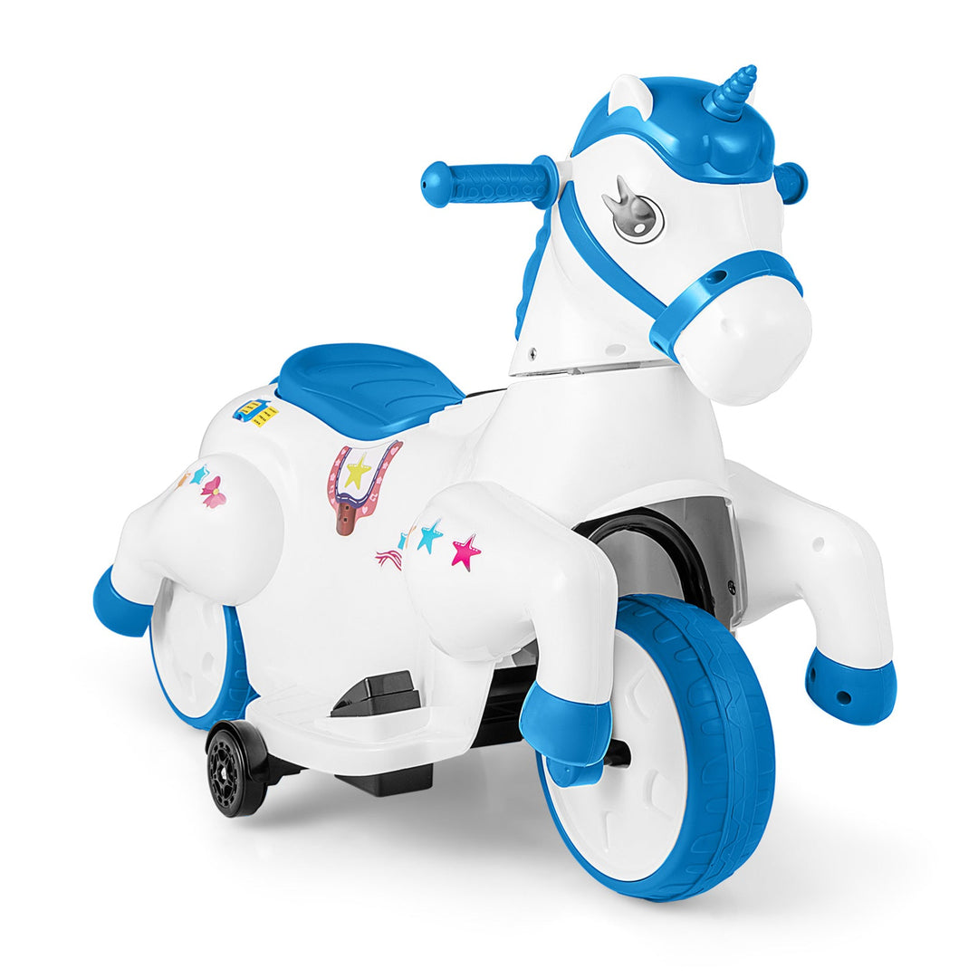 12V Unicorn Ride on Toy with Training Wheels and Horse Riding Mode