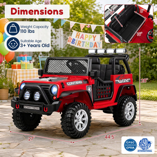 12V Electric Kids Ride On Car 2-Seater with Remote Control