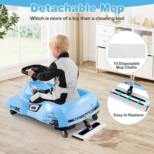 12V Electric Cleaning Go Kart with Detachable Mop and Remote Control
