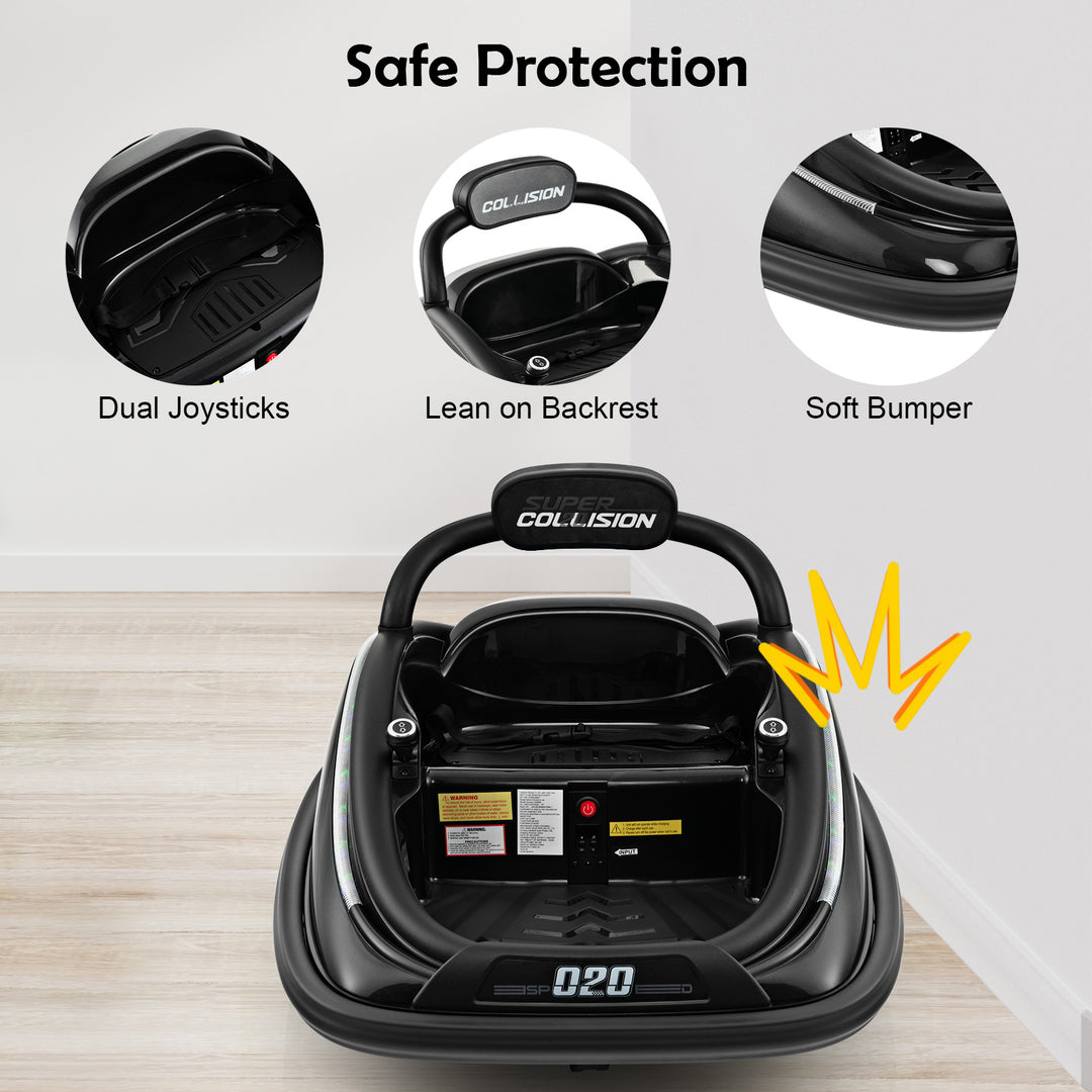 12V Kids Bumper Car Ride on Toy with Remote Control and 360 Degree Spin Rotation-Black