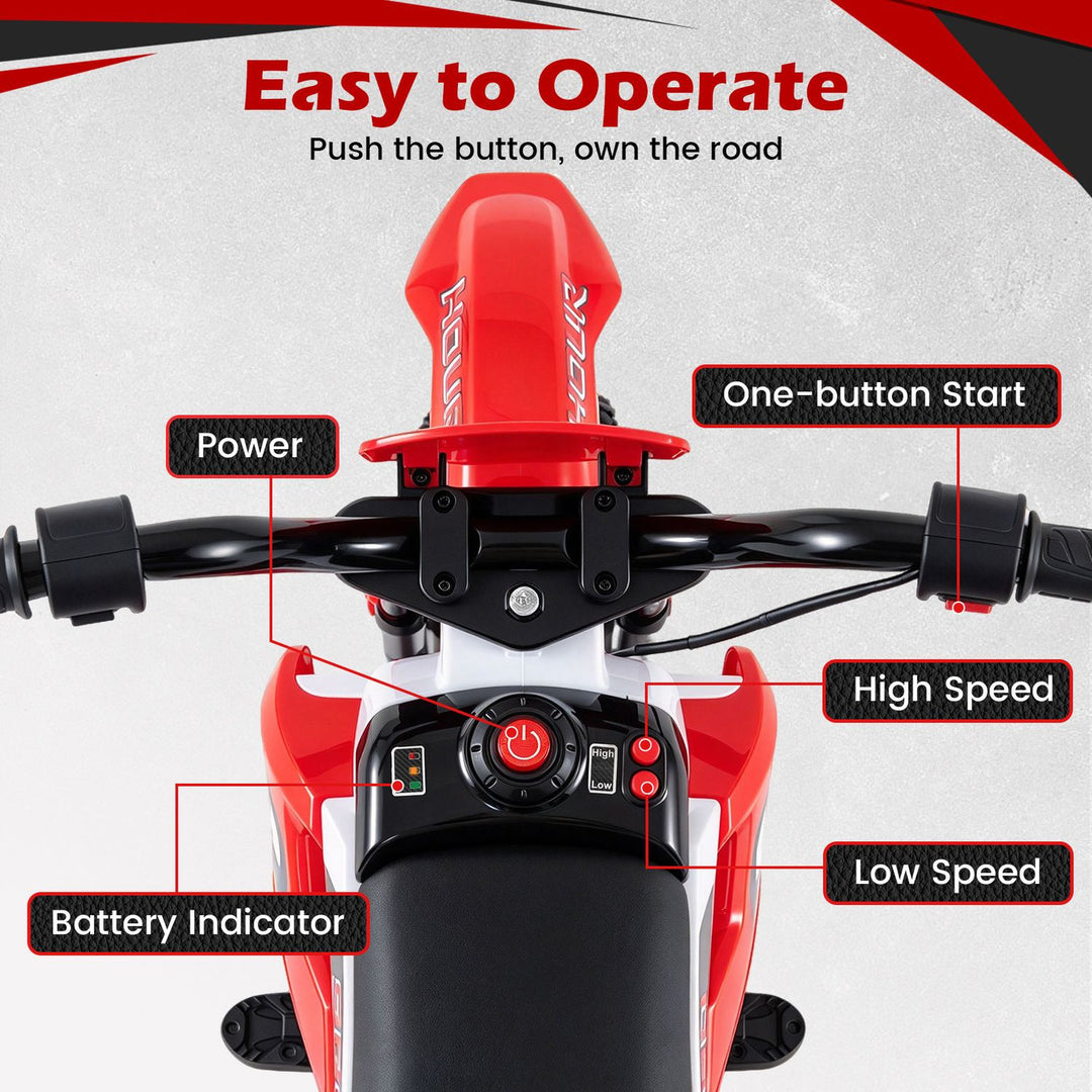 12V Kids Motorcycle with Training Wheels and Spring Suspension