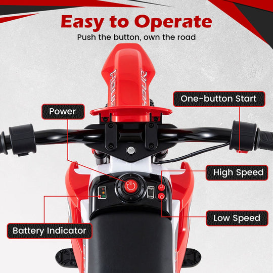 12V Kids Motorcycle with Training Wheels and Spring Suspension