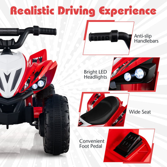 12V Kids Ride On ATV 4-Wheeler Quad with LED Lights and 7 mph Max Speed