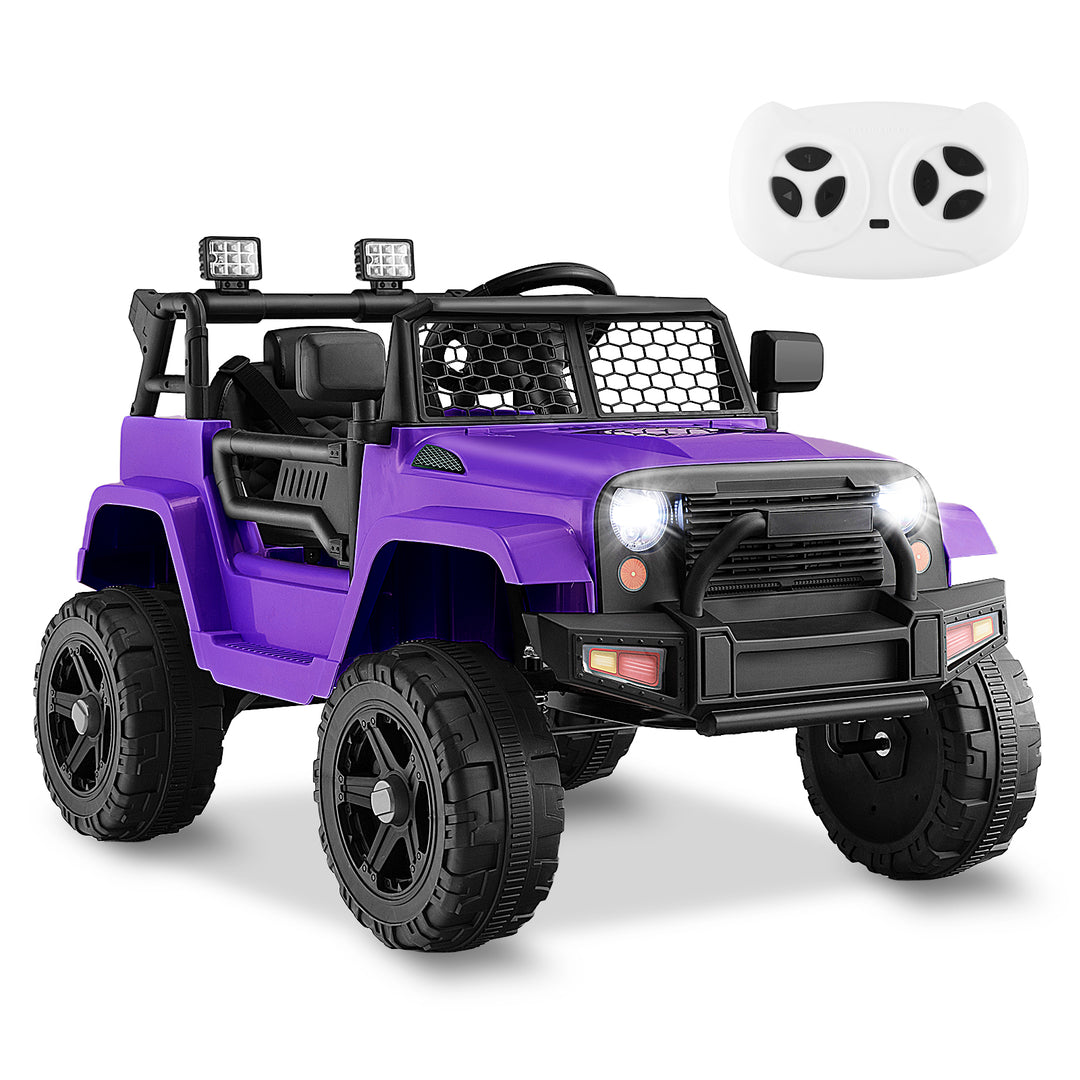 12V Kids Ride On Truck with Remote Control and Headlights-Purple