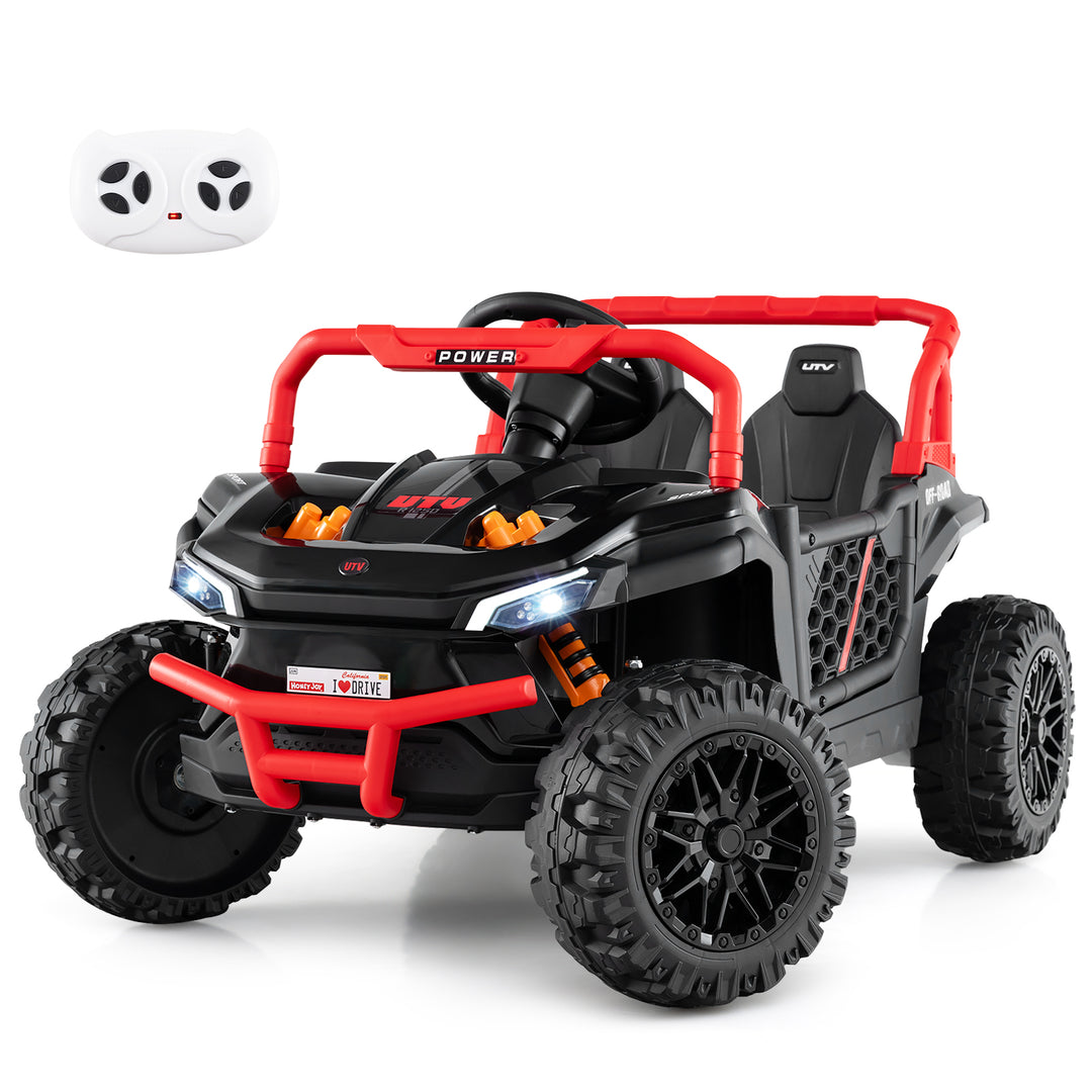 12V Kids Ride on Truck Off-Road UTV with Parental Remote and Lights-Black
