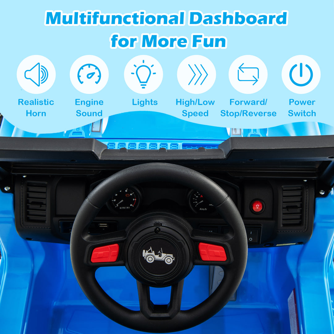 12V Kids Ride-on Jeep Car with 2.4 G Remote Control-Blue