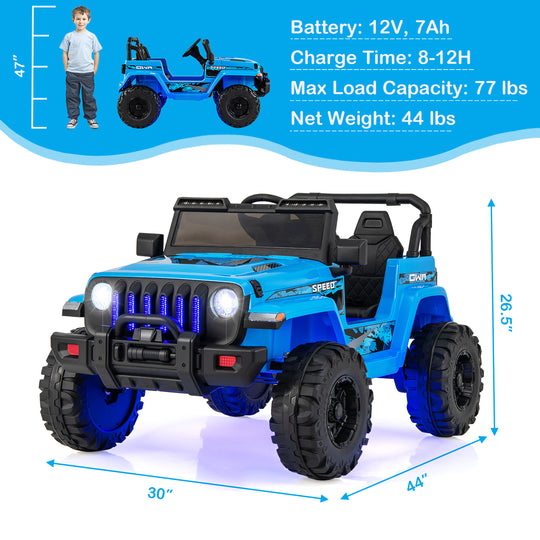 12V Kids Ride-on Jeep Car with 2.4 G Remote Control-Blue