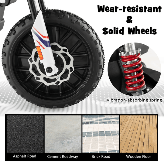 Aprilia Licensed Kids Ride On Motorcycle with 2 Training Wheels-White