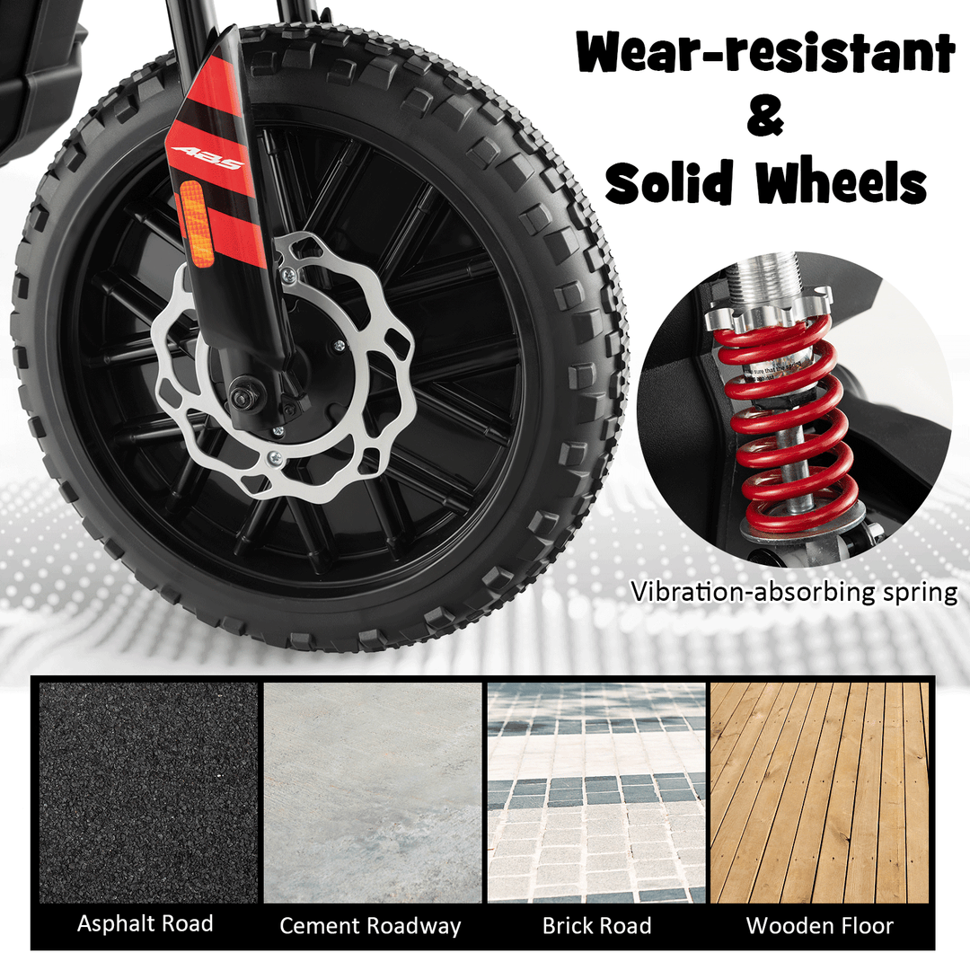 Aprilia Licensed Kids Ride On Motorcycle with 2 Training Wheels-Red
