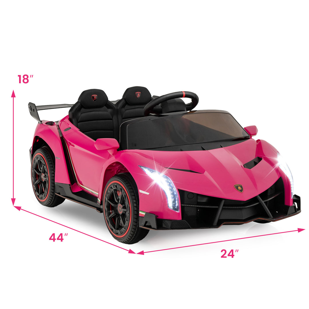 12V Licensed Lamborghini 4WD Kids Ride-on Sports Car with 2.4G Remote-Pink