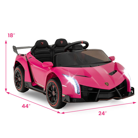 12V Licensed Lamborghini 4WD Kids Ride-on Sports Car with 2.4G Remote-Pink