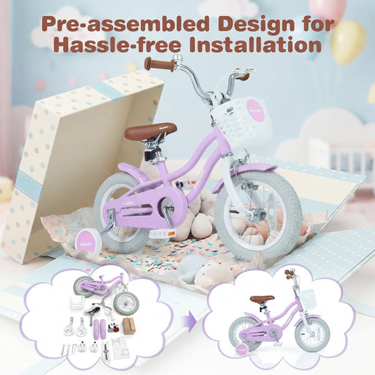 Kids Bike 12 Inch with Training Wheels and Storage Basket