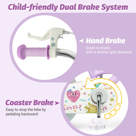 Kids Bike 12-18 Inch with Training Wheels - Purple