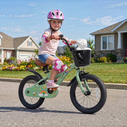Girls Bike 16 Inch with Training Wheels and Basket
