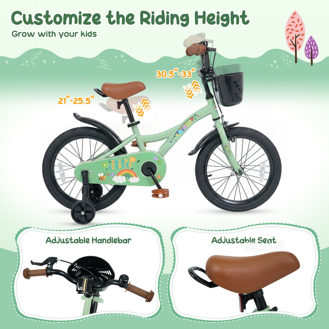 Girls Bike 16 Inch with Training Wheels and Basket