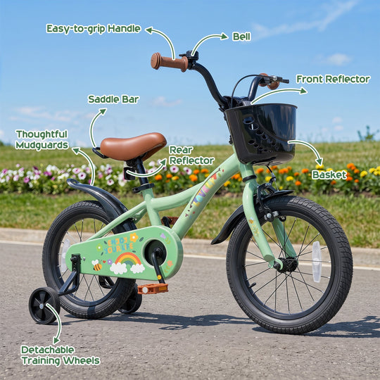 Girls Bike 16 Inch with Training Wheels and Basket