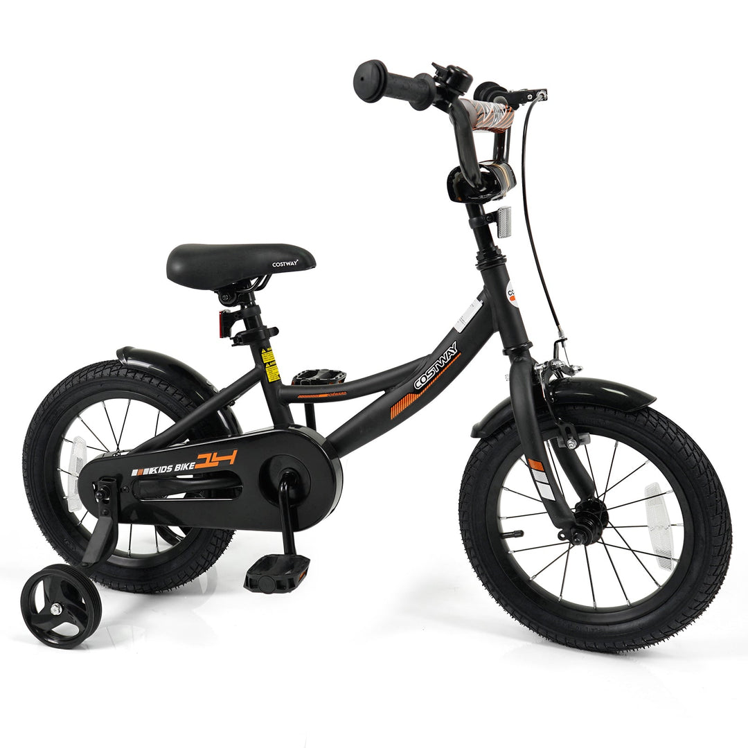 12/14/16/18 Inches Kids Bike with Removable Training Wheels and Adjustable Seatfor 3-8 Years Old Black