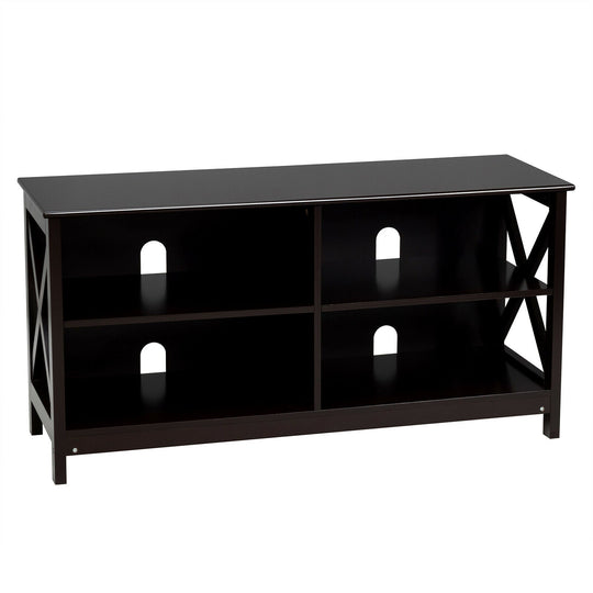 Wooden TV Stand Entertainment for TVs up to 55 Inch with X-Shaped Frame