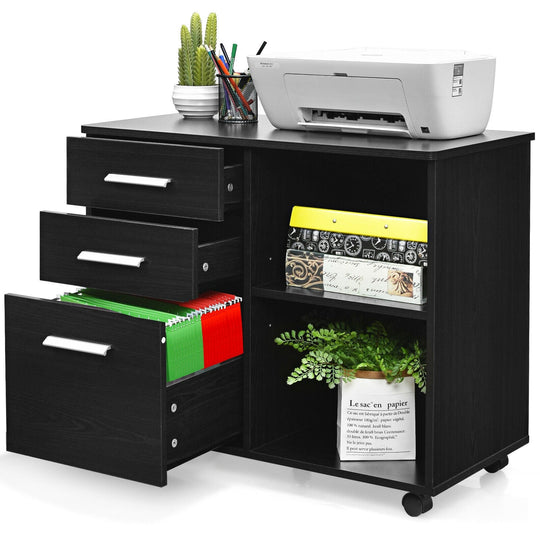 3-Drawer Mobile Lateral File Cabinet Printer Stand