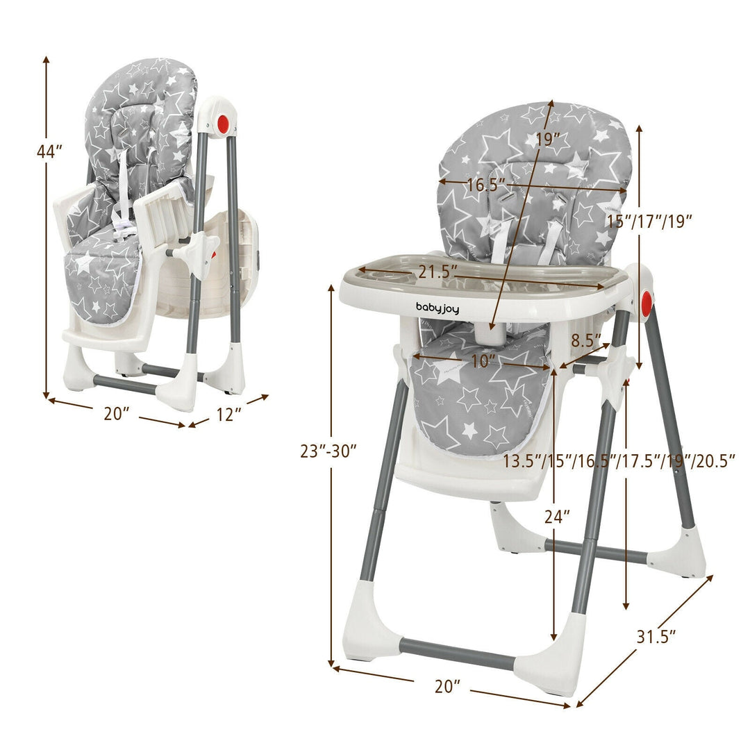 Folding Baby High Dining Chair with 6-Level Height Adjustment
