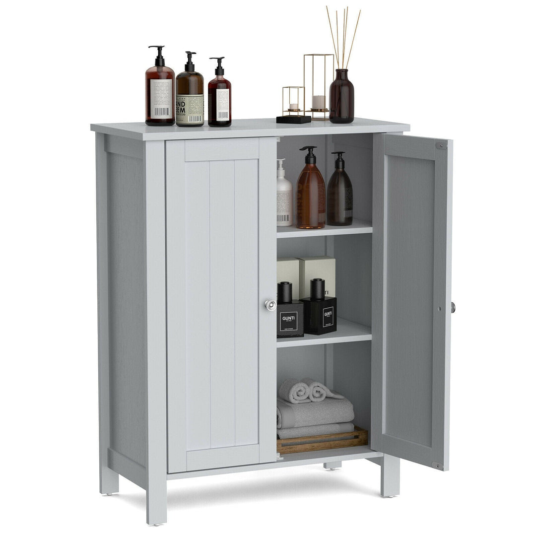 2-Door Bathroom Floor Storage Cabinet Space Saver Organizer