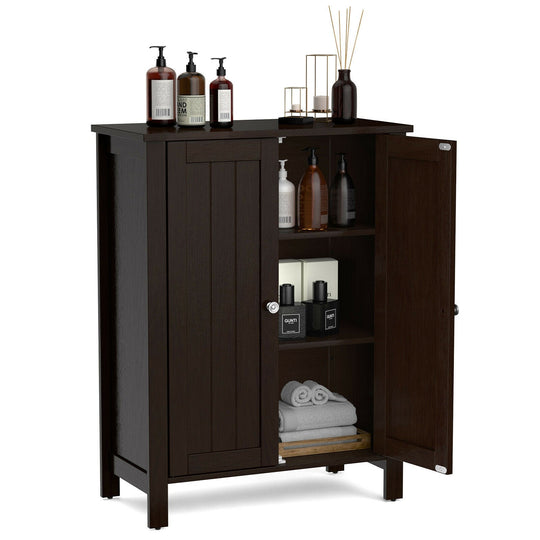 2-Door Bathroom Floor Storage Cabinet Space Saver Organizer