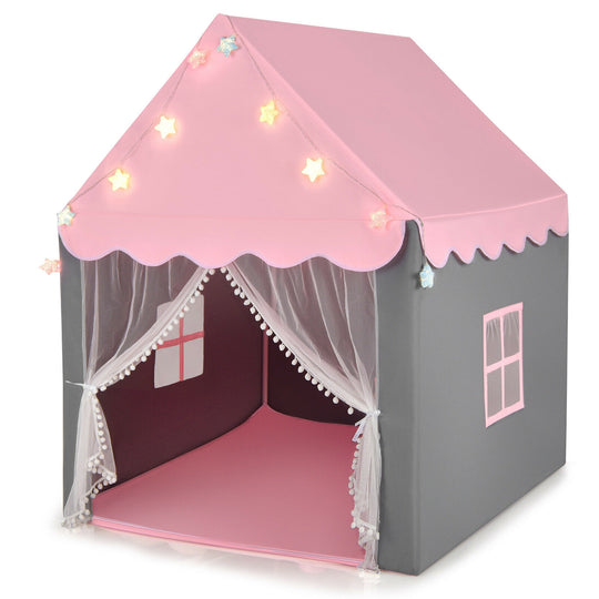 Kids Playhouse Tent with Star Light and Mat-Pink